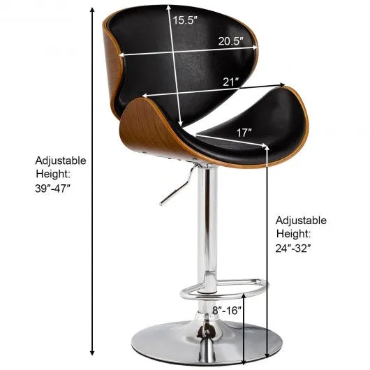 1 PC Adjustable Swivel Bentwood Bar Stool