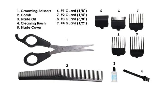 10 Piece Hair Clipper Set with 4 Blade Guards - Ships Next Day!