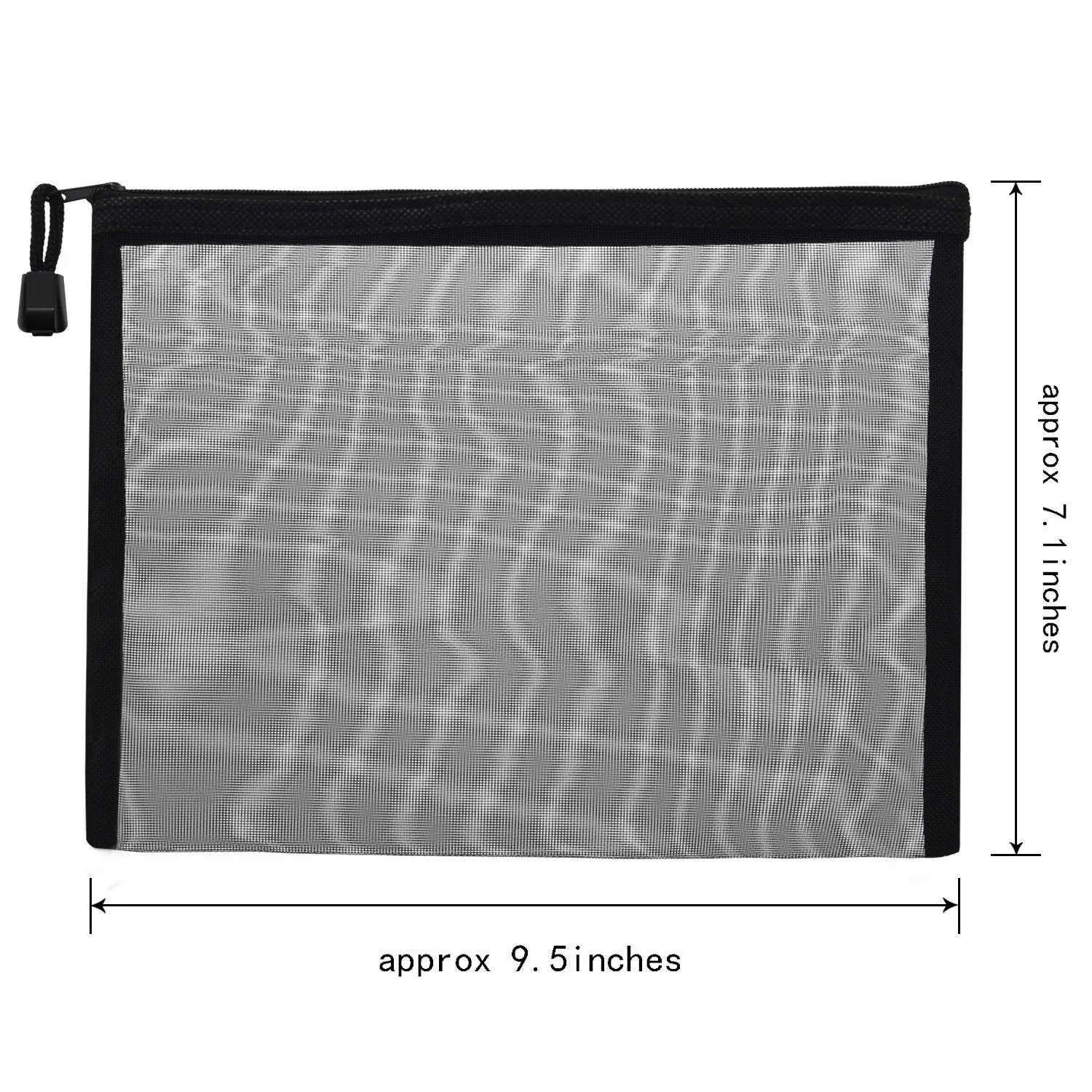 15 Pieces Mesh Bags Black Mesh Zipper Pouch Makeup Bags Cosmetic Travel Organizer Bags Pencil Case, 9.5 x 7.1 Inches