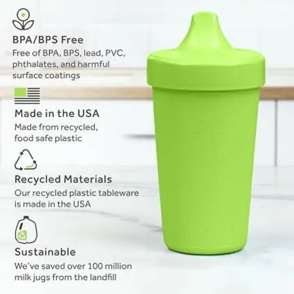 2-Pack No-Spill Sippy Cups for Toddlers, 10oz - Lime Green/Sky Blue