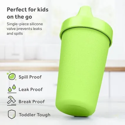 2-Pack No-Spill Sippy Cups for Toddlers, 10oz - Lime Green/Sky Blue