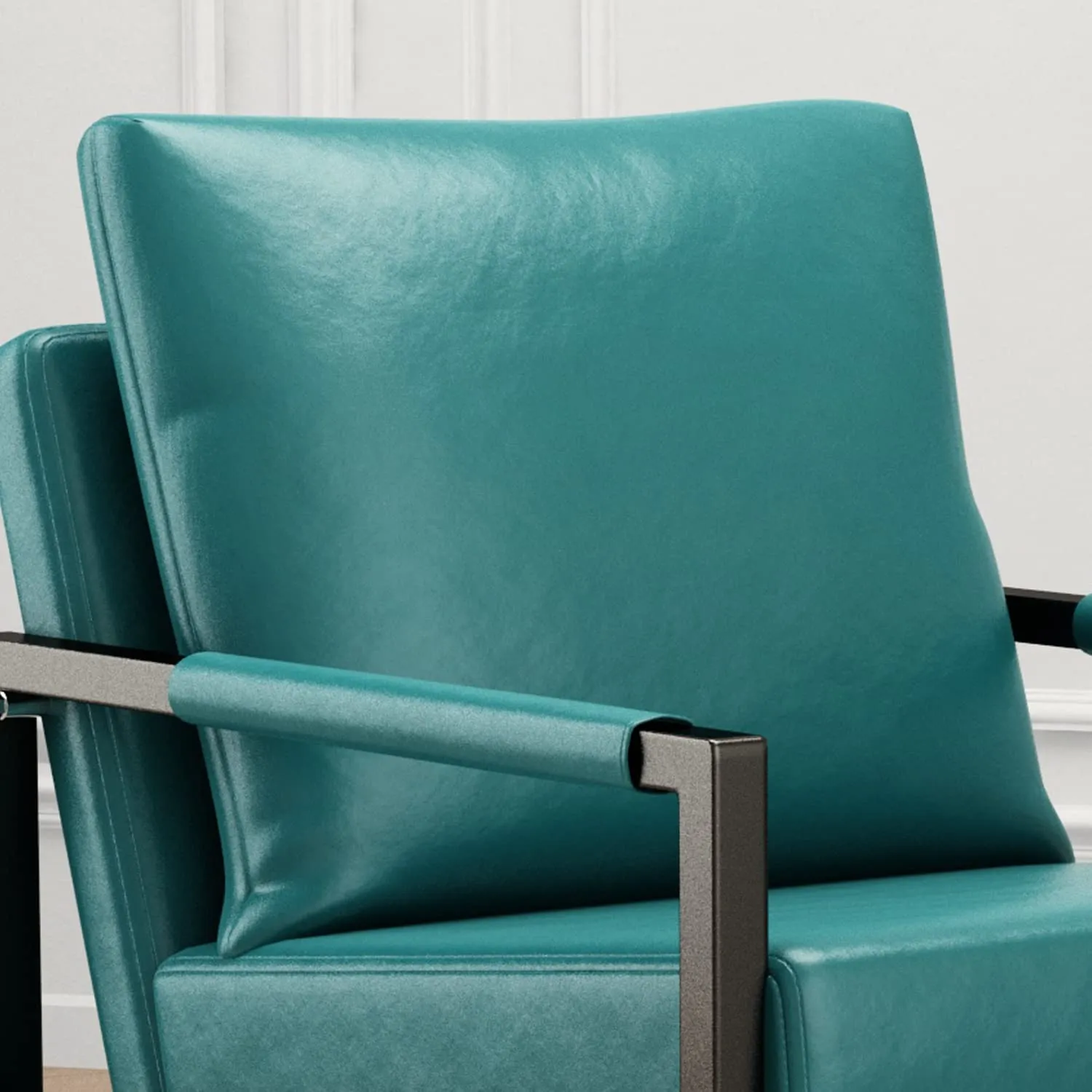 2PCS PU Leather Accent Armchair with Black Powder Coated Metal Frame