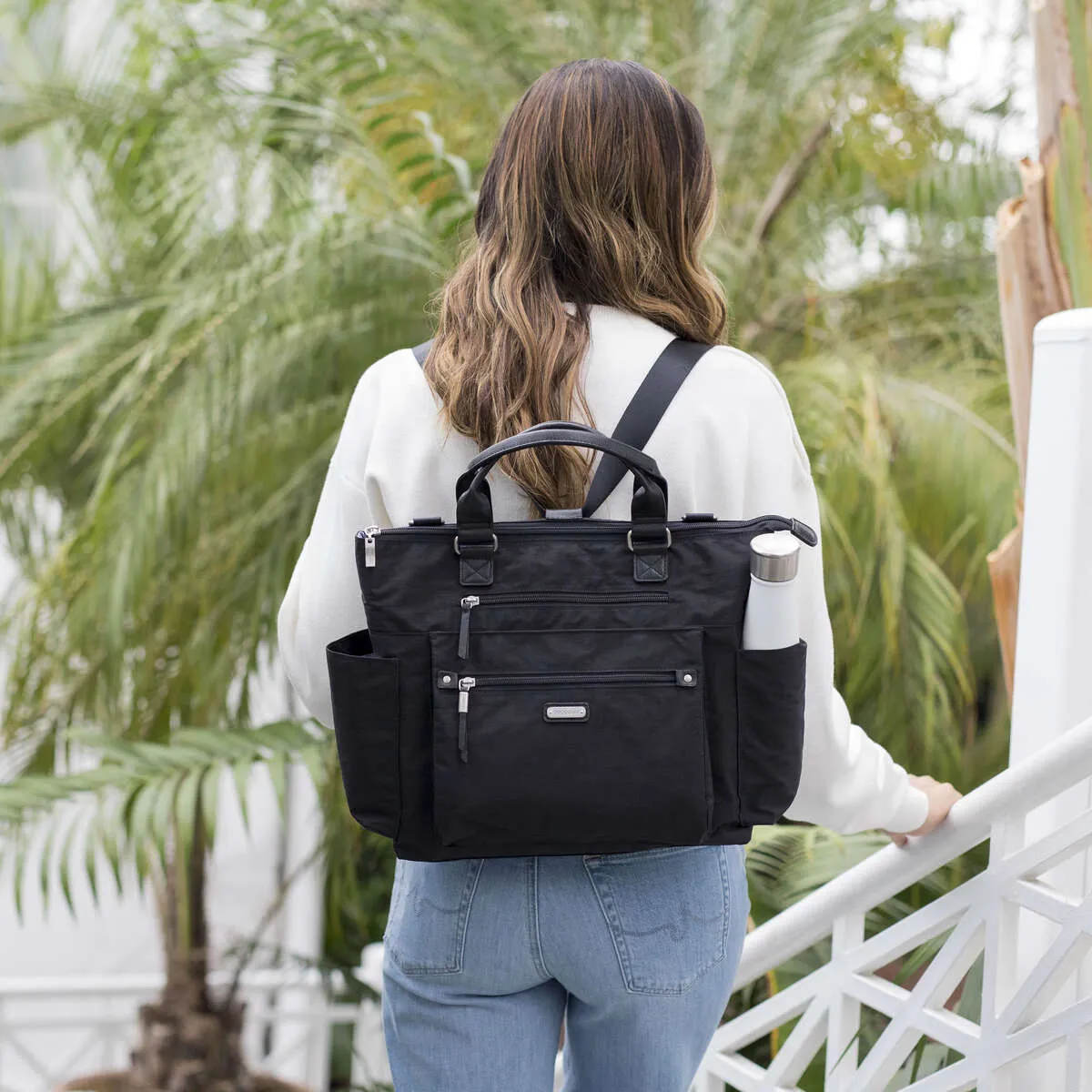 3-in-1 Convertible Backpack with RFID Phone Wristlet - Black