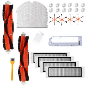 31Pcs Vacuum Cleaner Parts for Xiaomi Roborock S6 S55 S5 MAX Side Brushes*4 Main Brush*2 Main Brush Cover*1 HEPA Filters*4 Water Cores*12 Rags*6 Cleaning Brushes*2 Non-Original