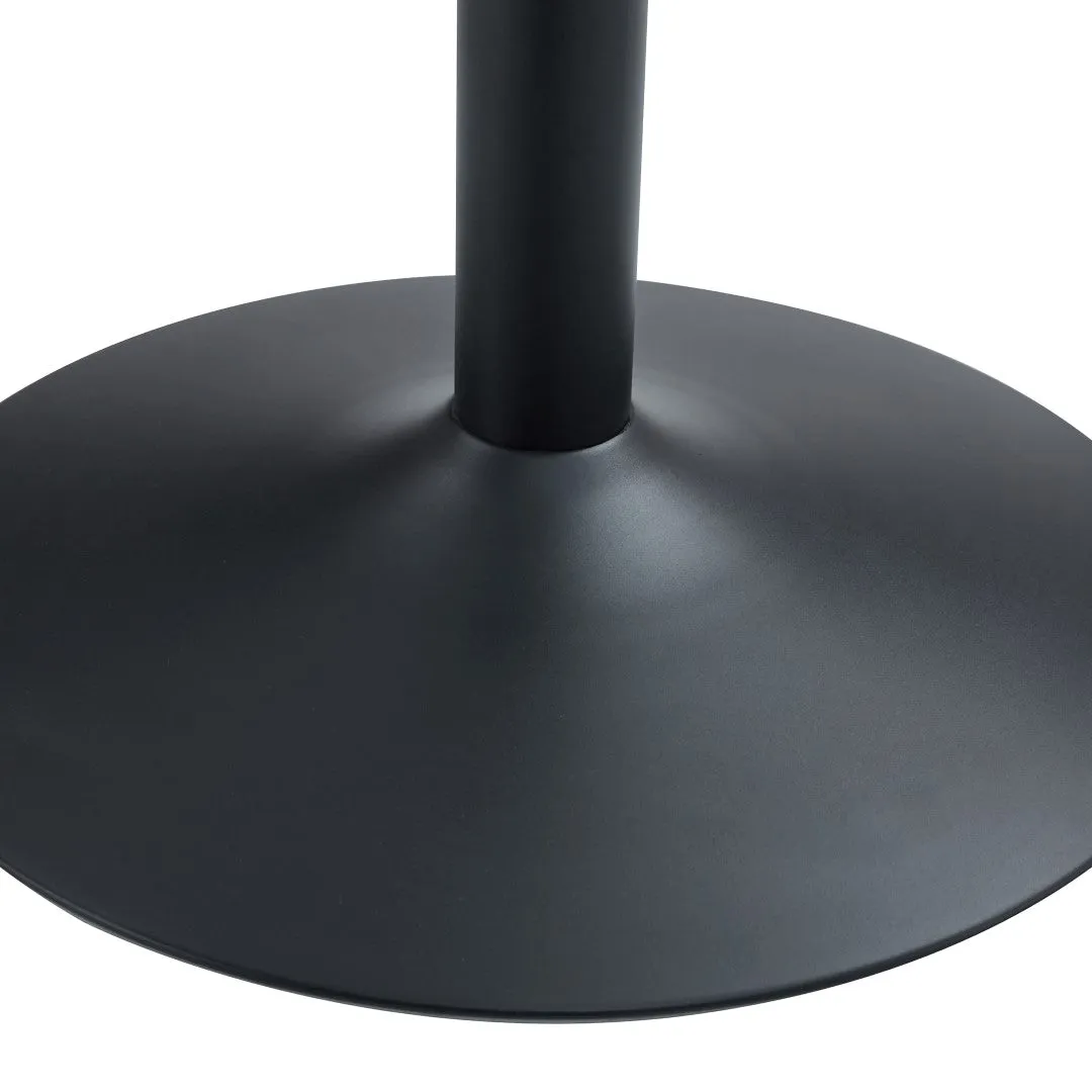42" Round Glass Dining Table Set with 4 Transparent Chairs, Black Metal Base & Legs