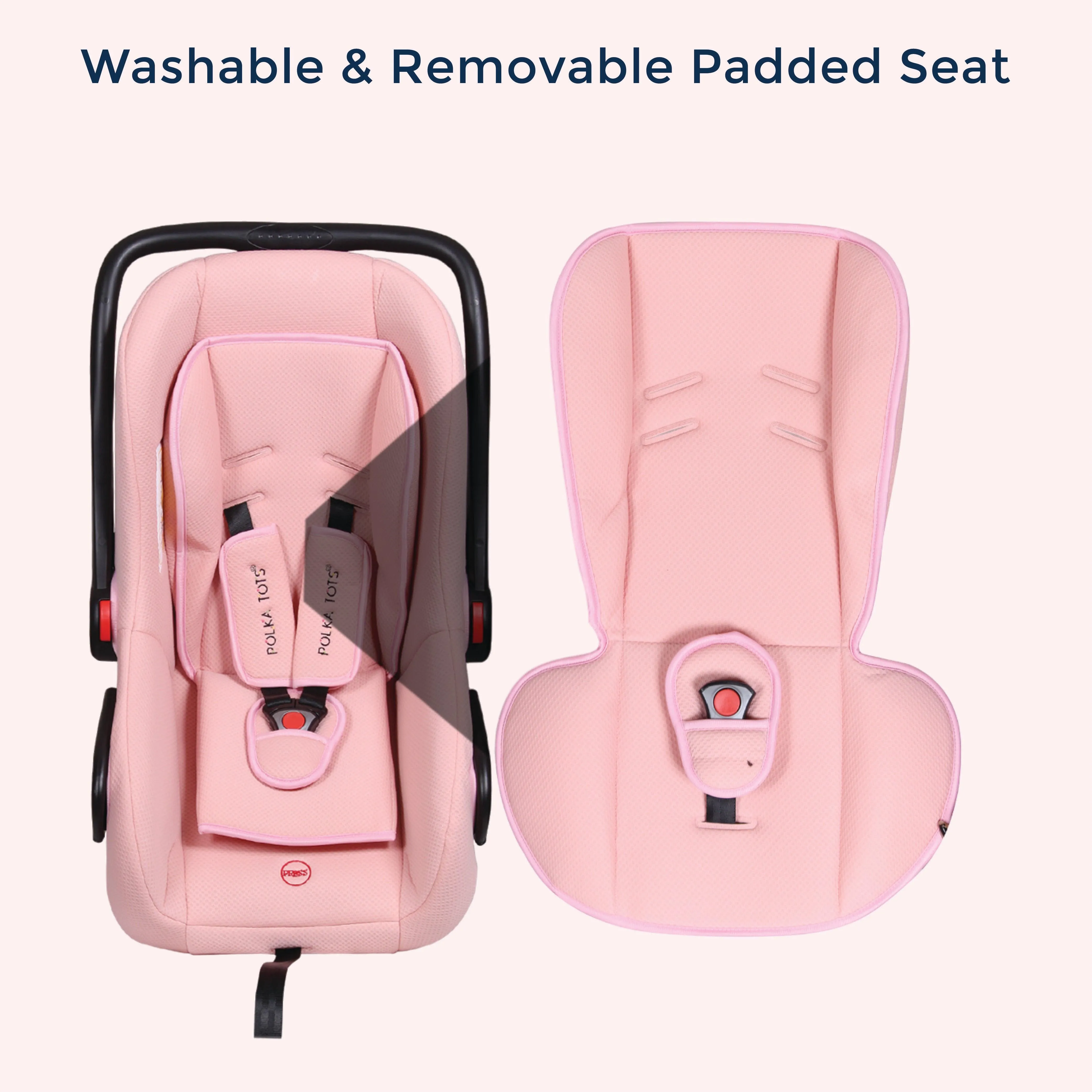5 in 1 Multi Purpose Baby Car Seat Cum Carrycot with Fancy Bow Tie (Pink)