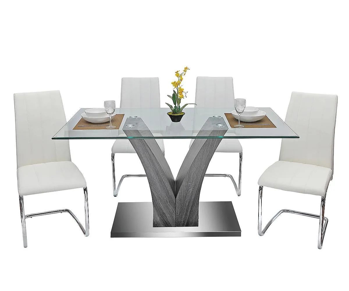 5 PC Glass Dining Table Set - Model Olsen