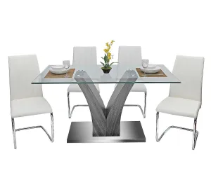 5 PC Glass Dining Table Set - Model Olsen