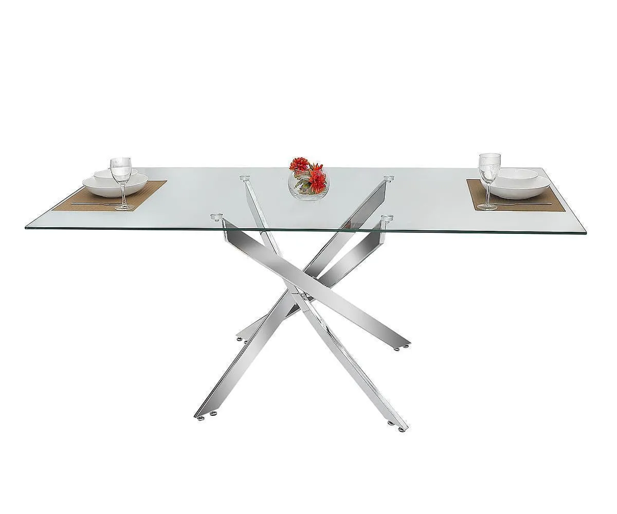 5 PC Glass Dining Table Set With Velvet Tufted Knocker Chairs- Model Harly