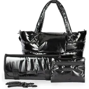 7AM Voyage - Waterproof Capri Diaper Bag with Crossbody Straps, Black Polar