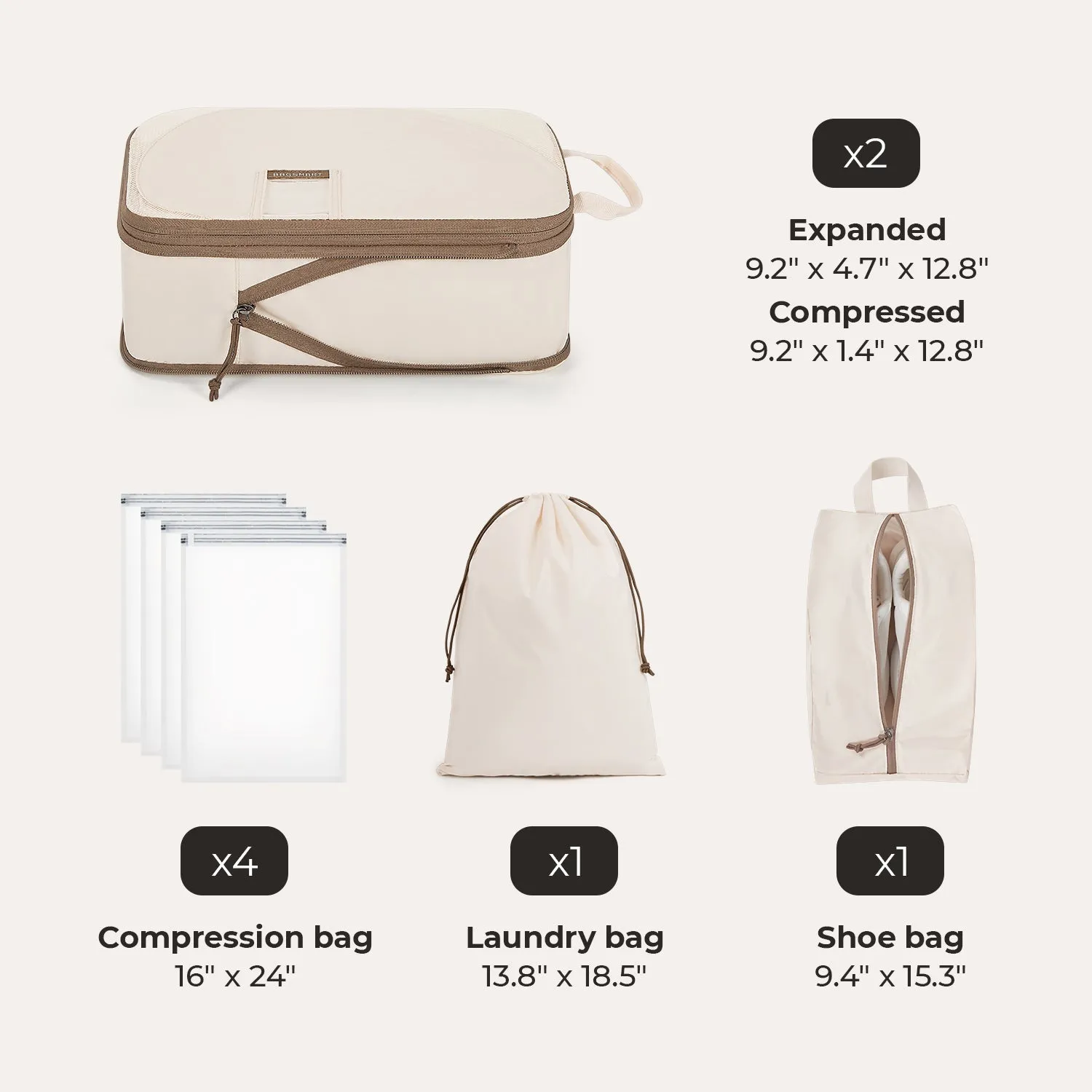 8PCS Compression Travel Packing Cubes