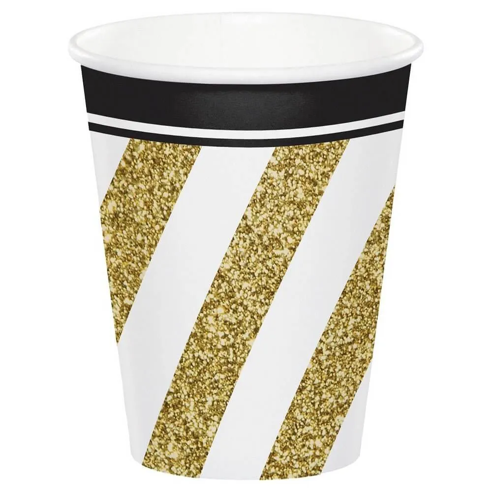 9oz Black & Gold Paper Cups (8ct)