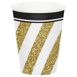 9oz Black & Gold Paper Cups (8ct)