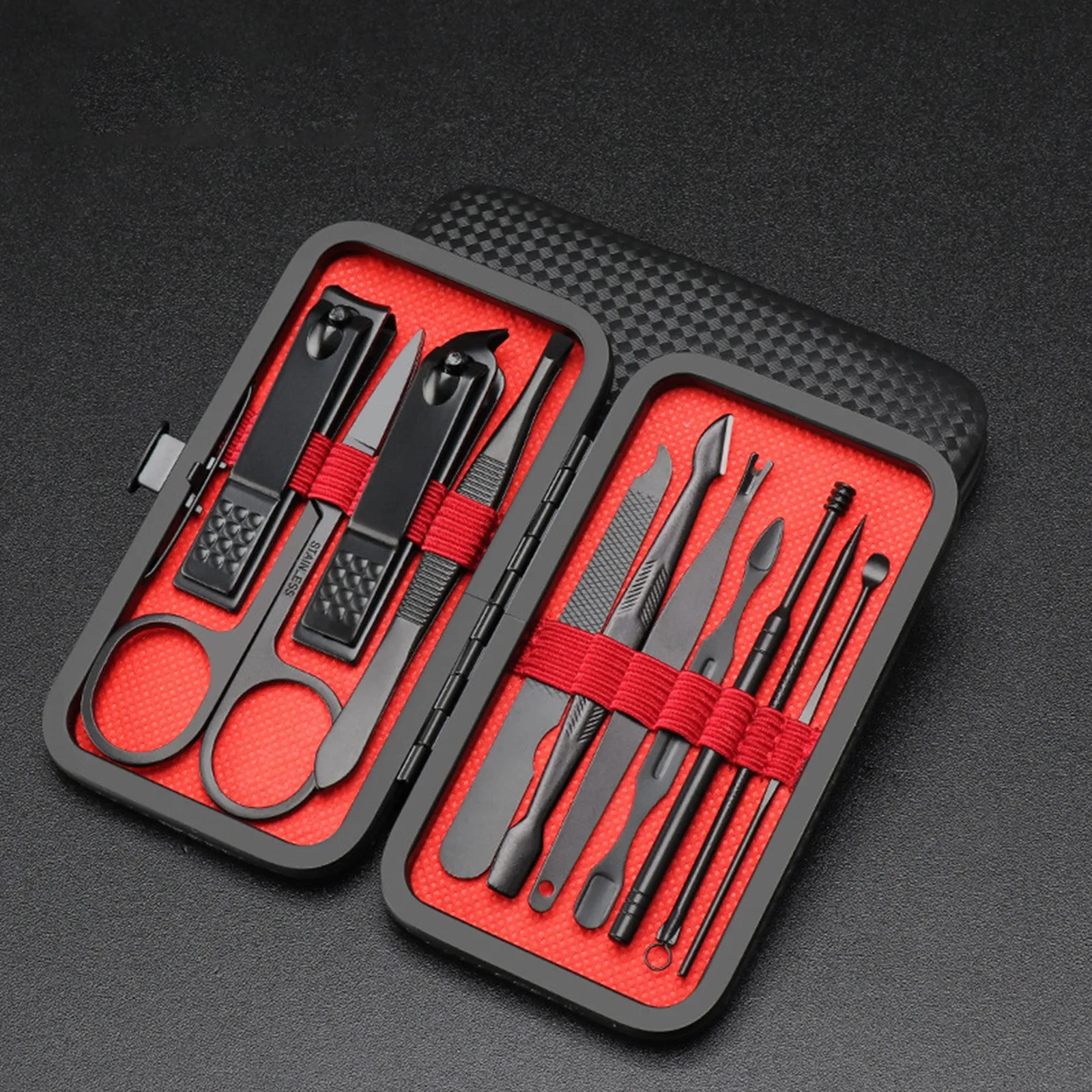 A Living Stainless Steel Black 11Pcs Nail Clipper Set Manicure Tool Nail Clipperg
