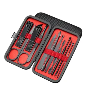 A Living Stainless Steel Black 11Pcs Nail Clipper Set Manicure Tool Nail Clipperg