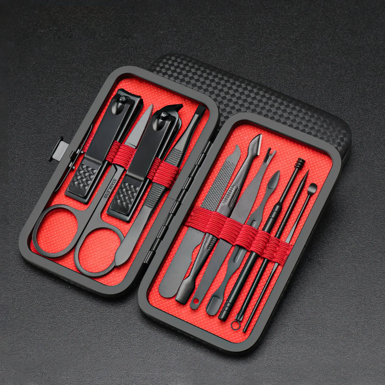 A Living Stainless Steel Black 11Pcs Nail Clipper Set Manicure Tool Nail Clipperg