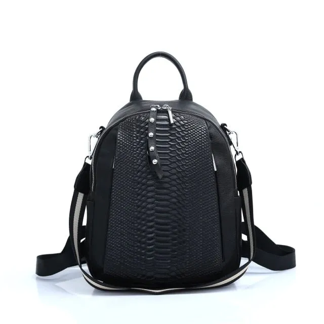 AlliLux Rivet Alligator Leather Travel Rucksack