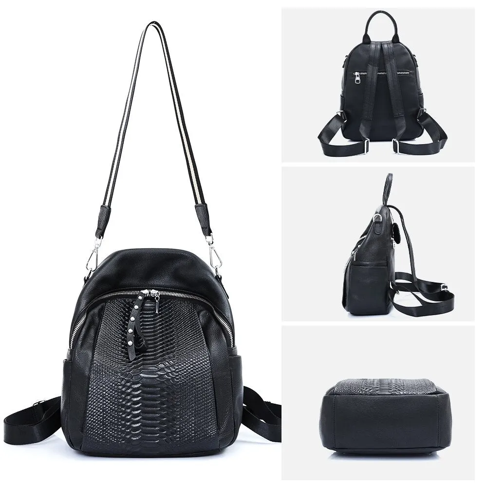 AlliLux Rivet Alligator Leather Travel Rucksack