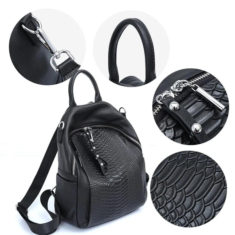 AlliLux Rivet Alligator Leather Travel Rucksack