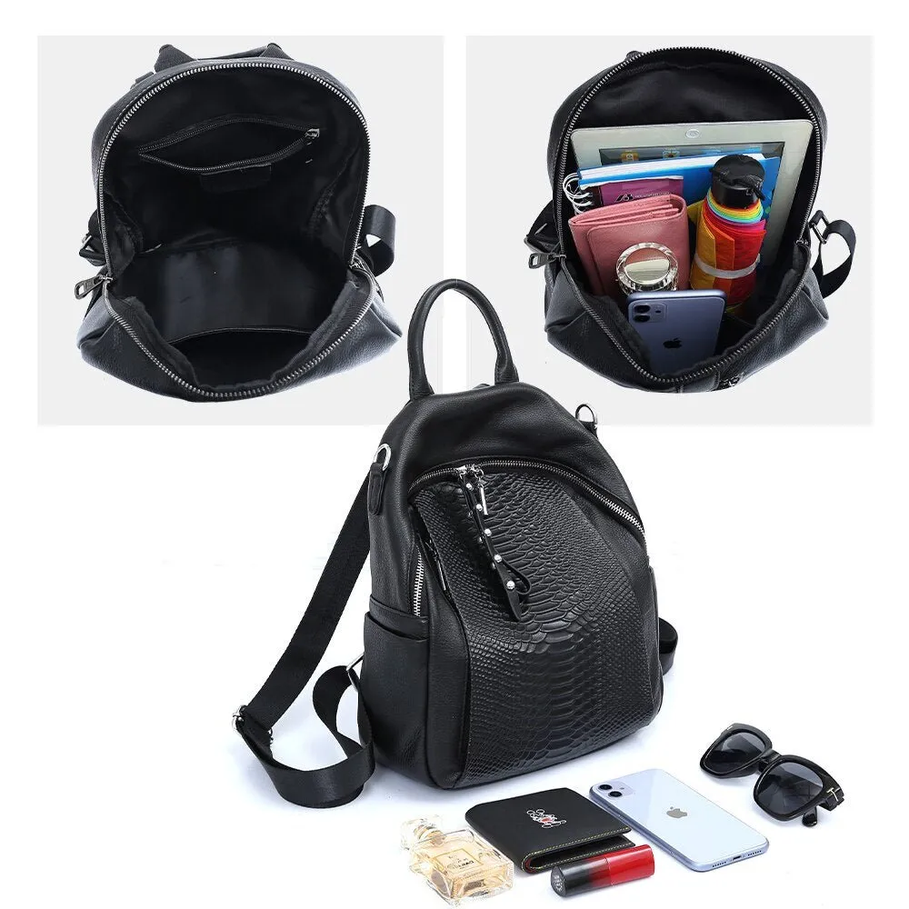 AlliLux Rivet Alligator Leather Travel Rucksack
