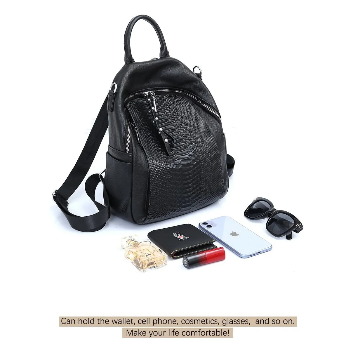 AlliLux Rivet Alligator Leather Travel Rucksack