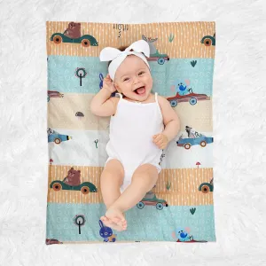 Baby Moo Animal Safari 3 Quilted Cotton And 1 Attachable Waterproof Diaper Changing Sheet Set - Yellow