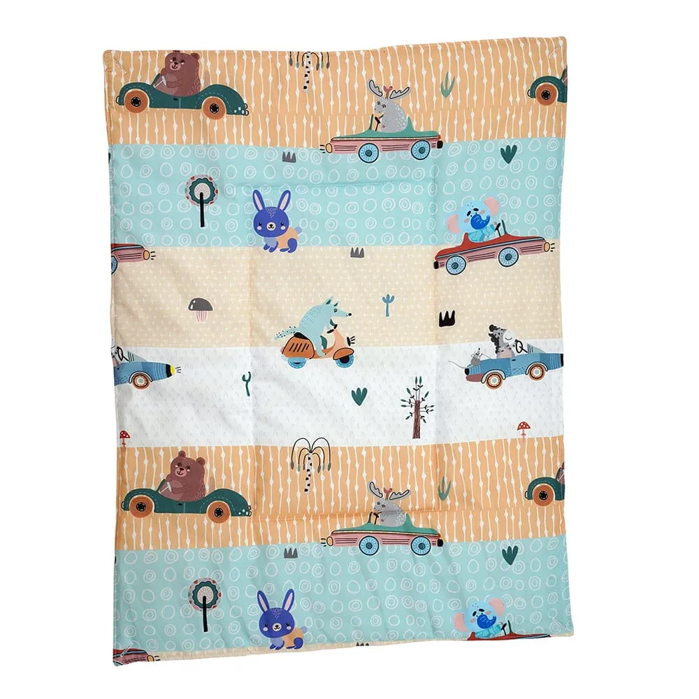 Baby Moo Animal Safari 3 Quilted Cotton And 1 Attachable Waterproof Diaper Changing Sheet Set - Yellow