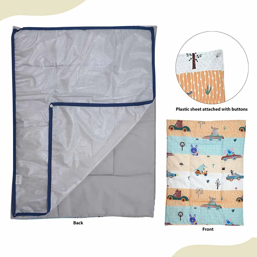 Baby Moo Animal Safari 3 Quilted Cotton And 1 Attachable Waterproof Diaper Changing Sheet Set - Yellow