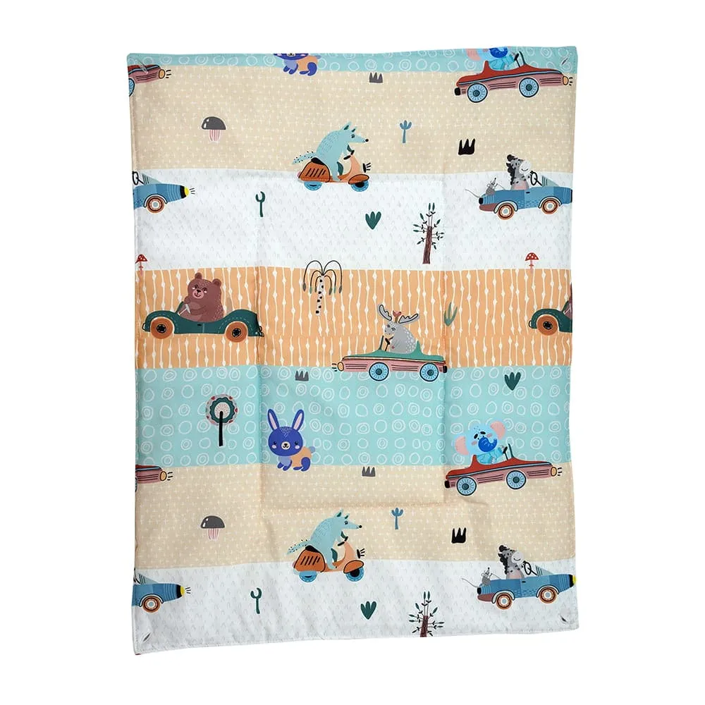 Baby Moo Animal Safari 3 Quilted Cotton And 1 Attachable Waterproof Diaper Changing Sheet Set - Yellow