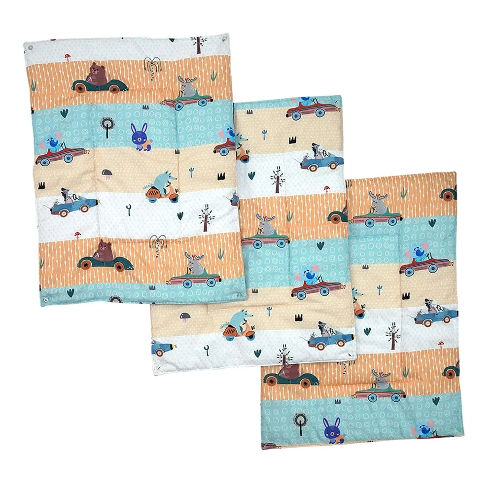 Baby Moo Animal Safari 3 Quilted Cotton And 1 Attachable Waterproof Diaper Changing Sheet Set - Yellow