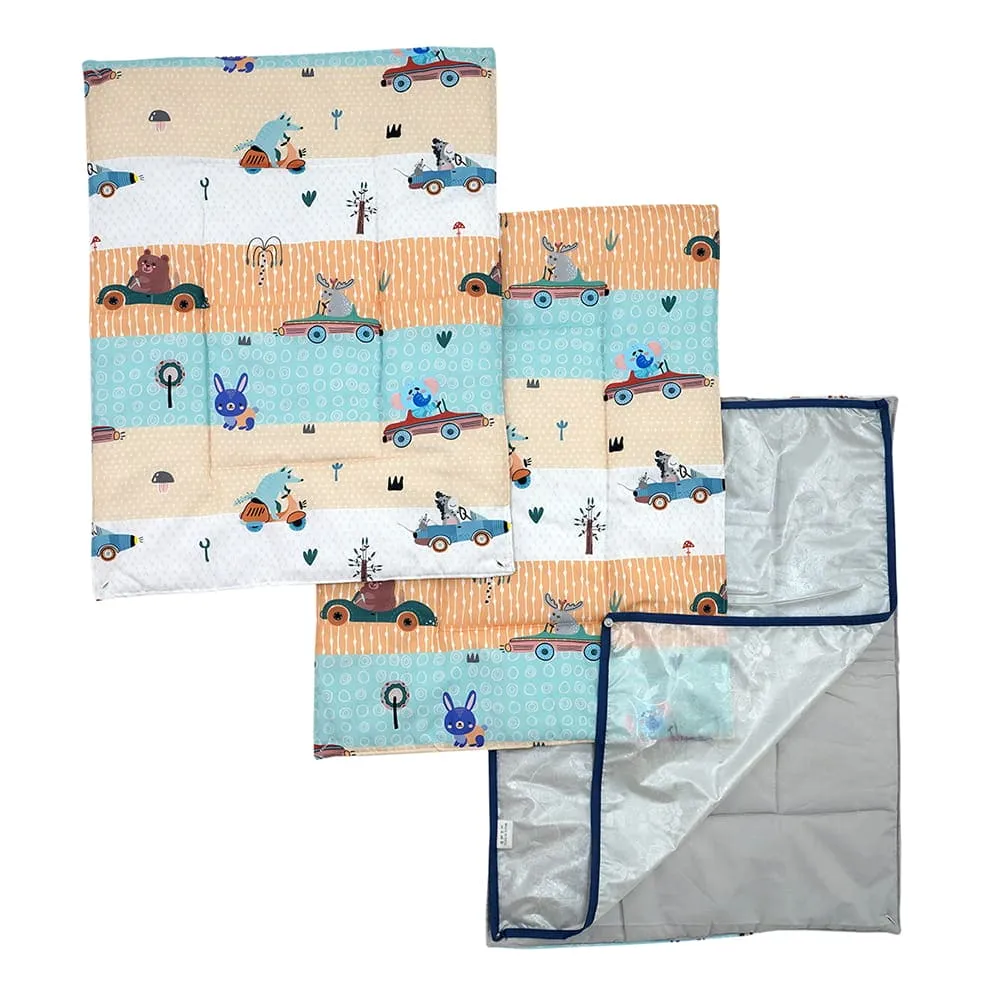 Baby Moo Animal Safari 3 Quilted Cotton And 1 Attachable Waterproof Diaper Changing Sheet Set - Yellow