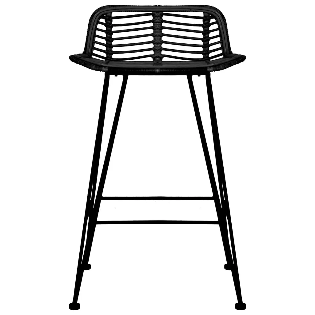 Bar Chairs 2 pcs Black Rattan