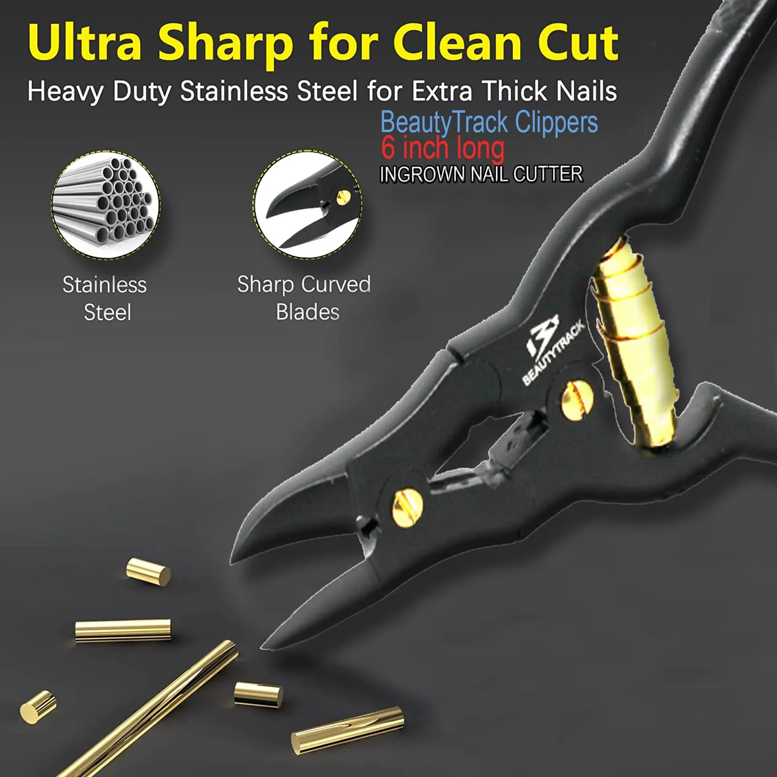 BeautyTrack Ingrown Nail Clipper for Podiatrist Thick Nail Clipper Instruments Stainless Steel Nail Cutter for Hand and Foot Care