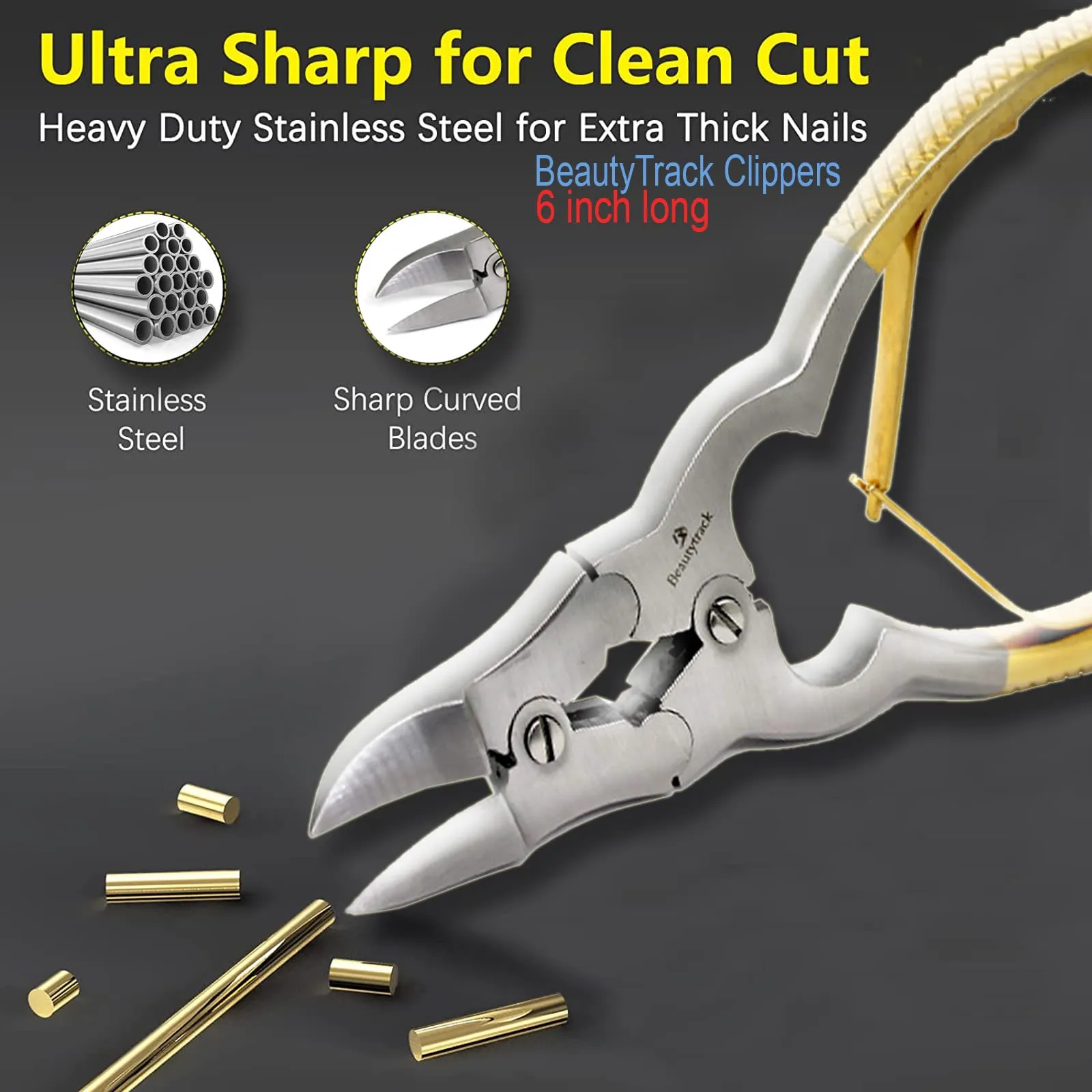 BeautyTrack Stainless Steel Nail Clippers Podiatry Clipper Instruments Thick Nail Cutter Podiatrist Toenail Cutter - Storage Case