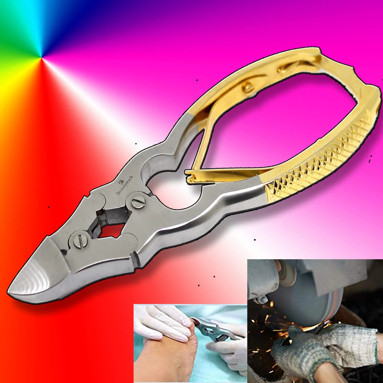 BeautyTrack Stainless Steel Nail Clippers Podiatry Clipper Instruments Thick Nail Cutter Podiatrist Toenail Cutter - Storage Case