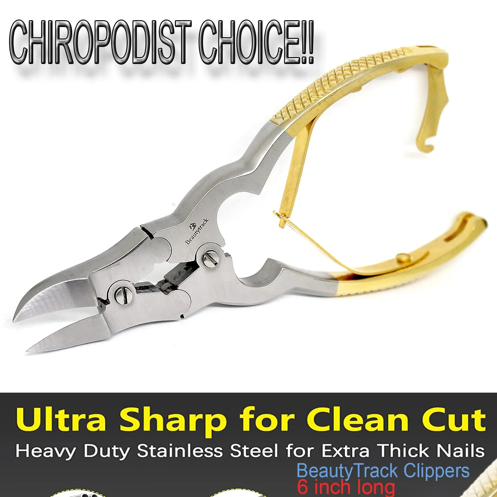 BeautyTrack Stainless Steel Nail Clippers Podiatry Clipper Instruments Thick Nail Cutter Podiatrist Toenail Cutter - Storage Case