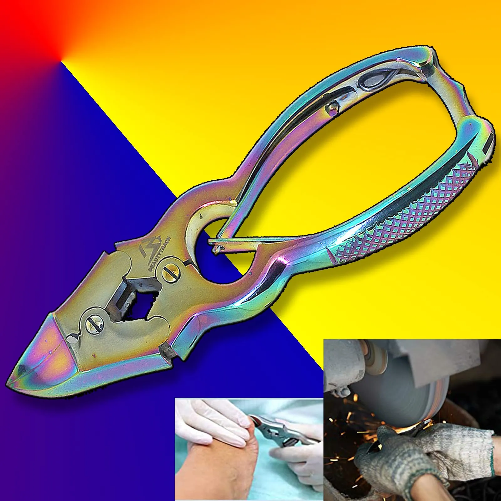 BeautyTrack Toenail Clippers for Thick Nail and Ingrown Toenails - Thick Nails - Multi Fancy Colour Podiatrist Toenail Clippers Plus Storage Case
