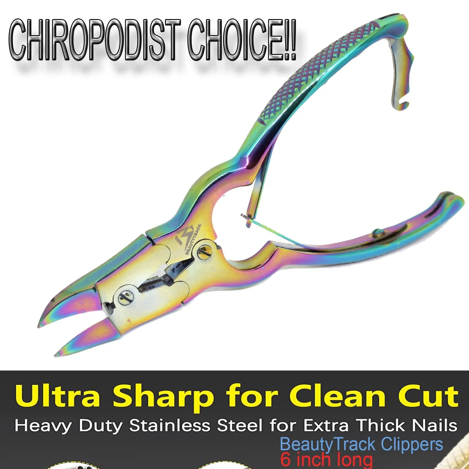 BeautyTrack Toenail Clippers for Thick Nail and Ingrown Toenails - Thick Nails - Multi Fancy Colour Podiatrist Toenail Clippers Plus Storage Case
