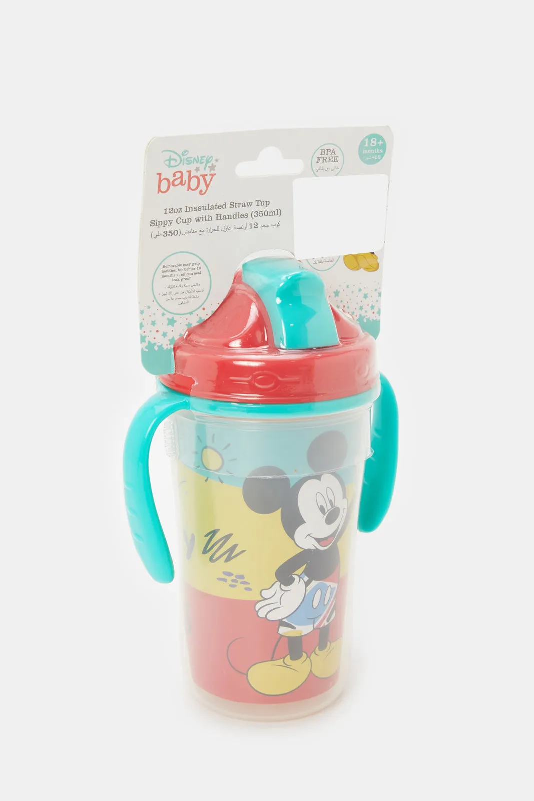 Blue And Red Disney Mickey Mouse Insulated Straw Cup (360ml)
