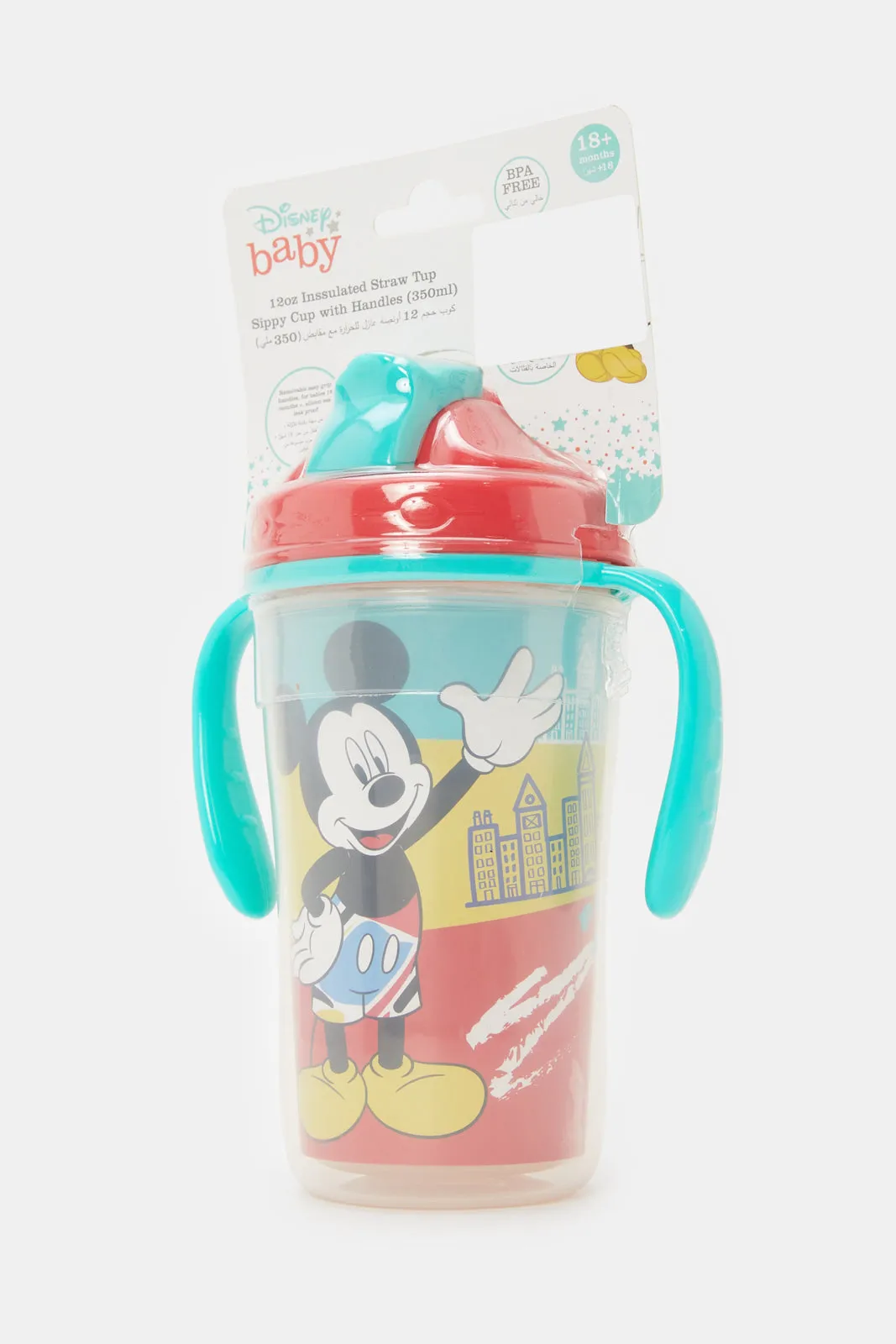 Blue And Red Disney Mickey Mouse Insulated Straw Cup (360ml)