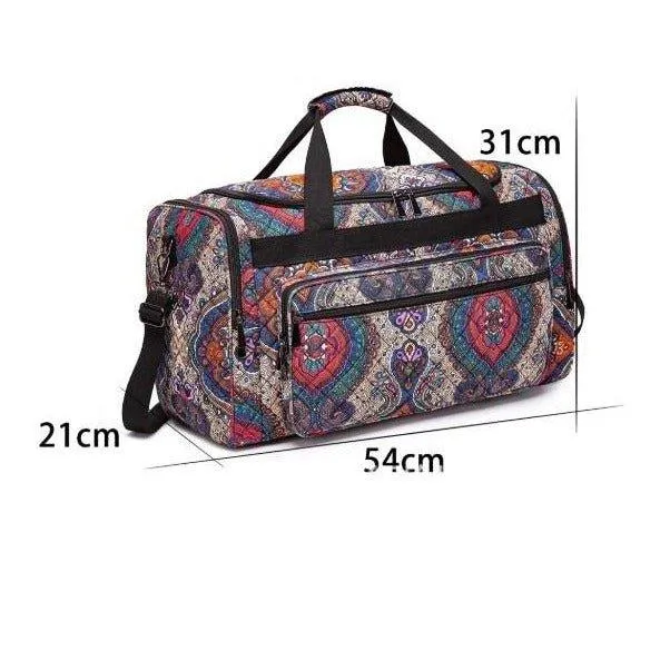 Boho Weekender Bag Canvas Travel Duffel