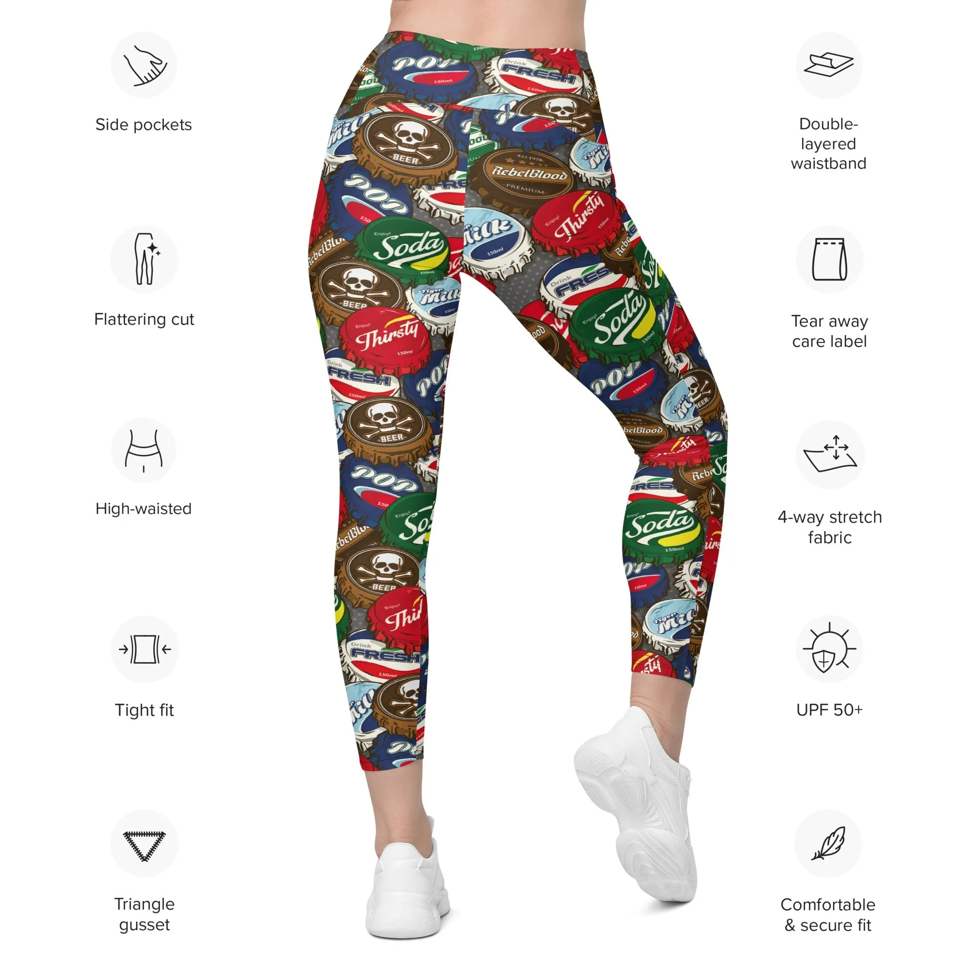 Bottle Caps Leggings With Pockets