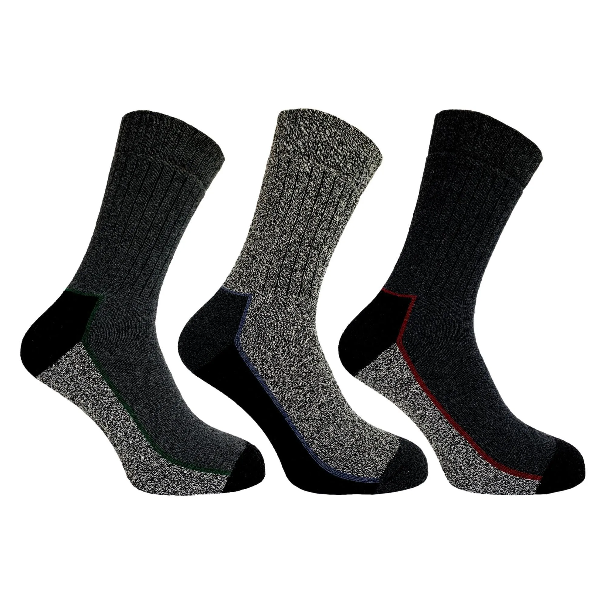 Bramble Mens Trekker Socks 3 Pack - Grey Mix