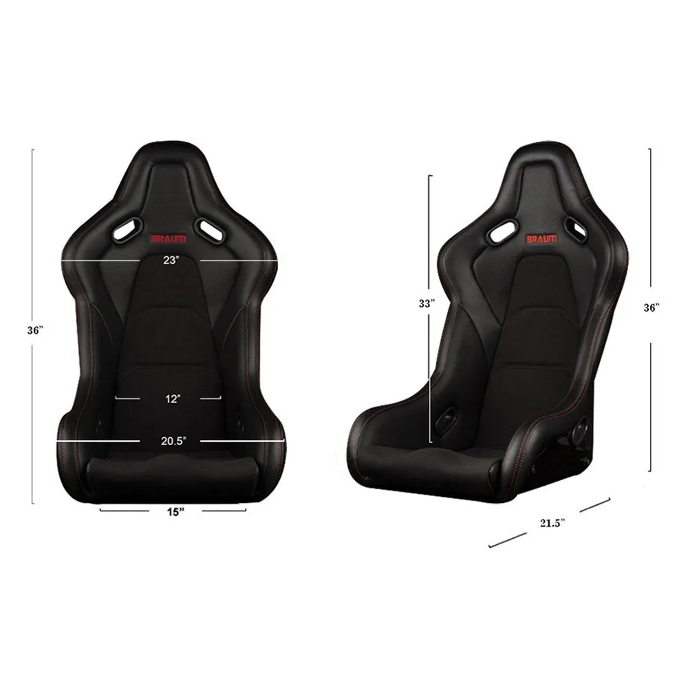 BRAUM Flacon-S Fixed Back Bucket Seat [Composite FRP] Black / White / Red