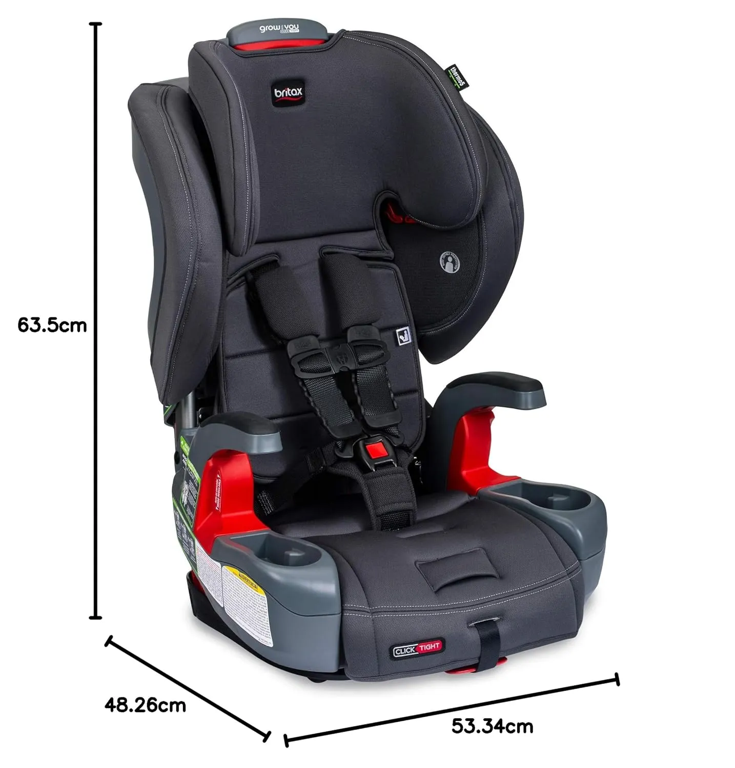 Britax Grow with You ClickTight Harness-2-Booster Car Seat, Cool N Dry - Cool Flow Moisture Wicking Fabric