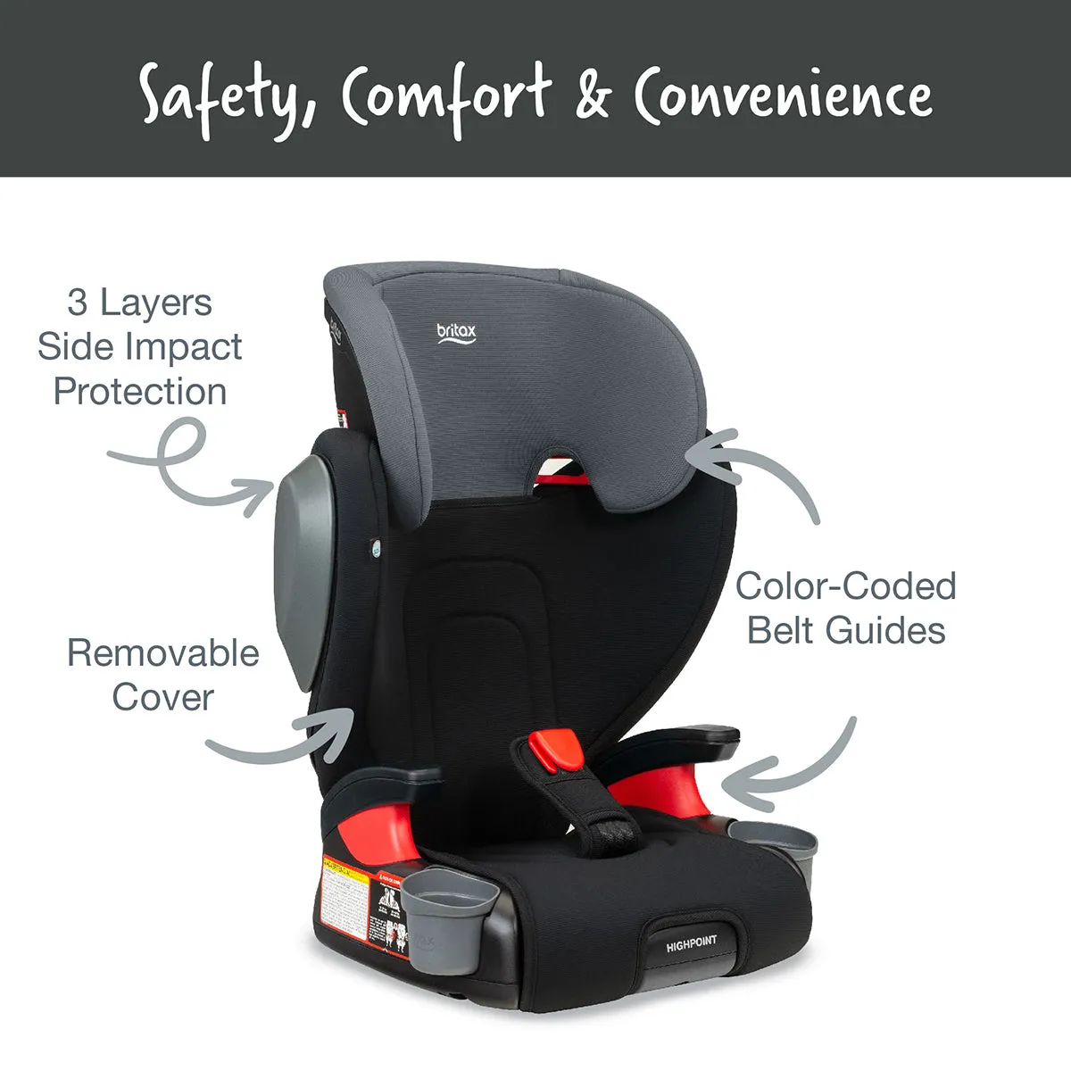 Britax Highpoint 2-Stage Belt Positioning Booster Car Seat - Black Ombre