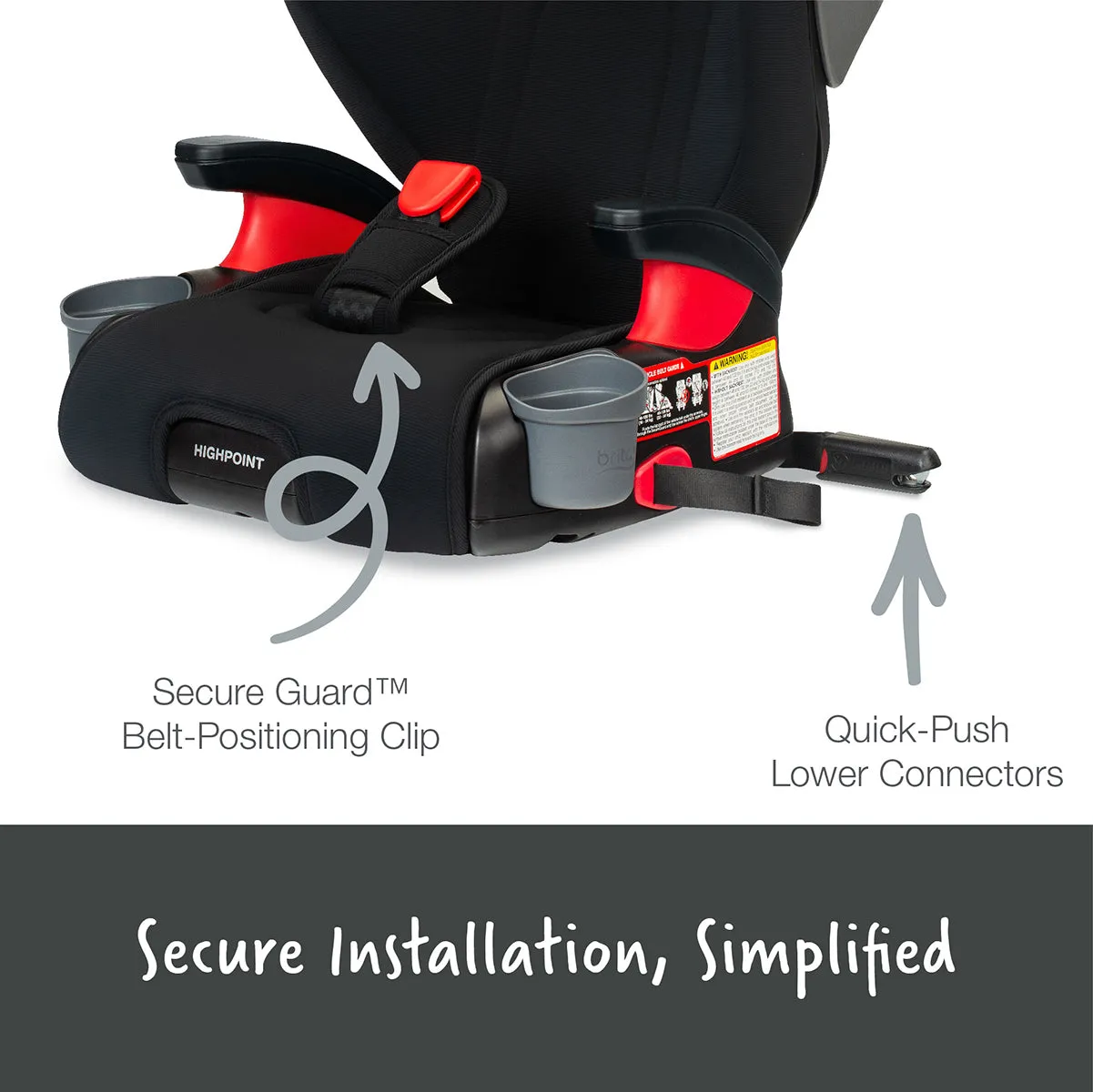 Britax Highpoint 2-Stage Belt Positioning Booster Car Seat - Black Ombre