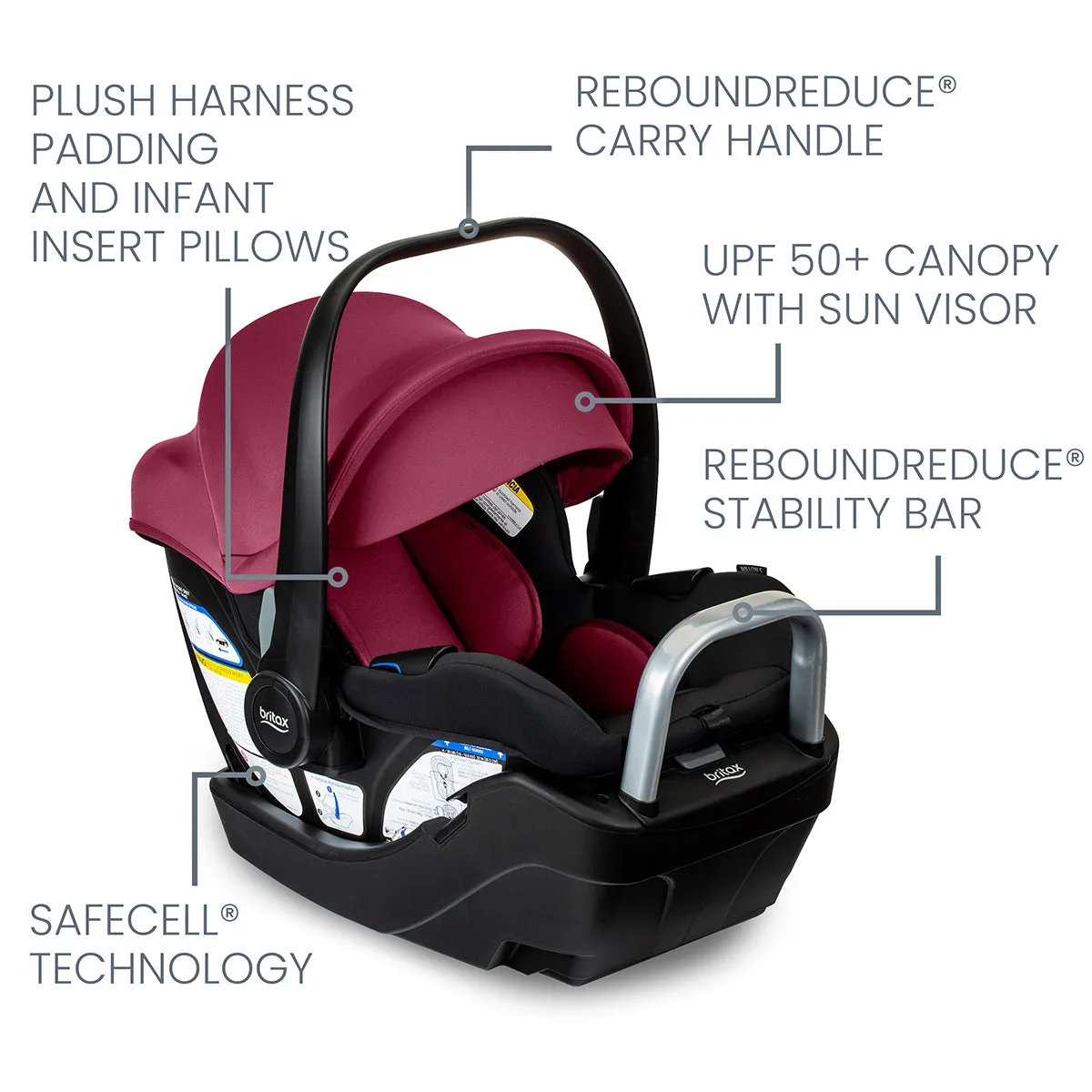 Britax Willow S Infant Car Seat with Alpine Anti-Rebound Base - Ruby Onyx