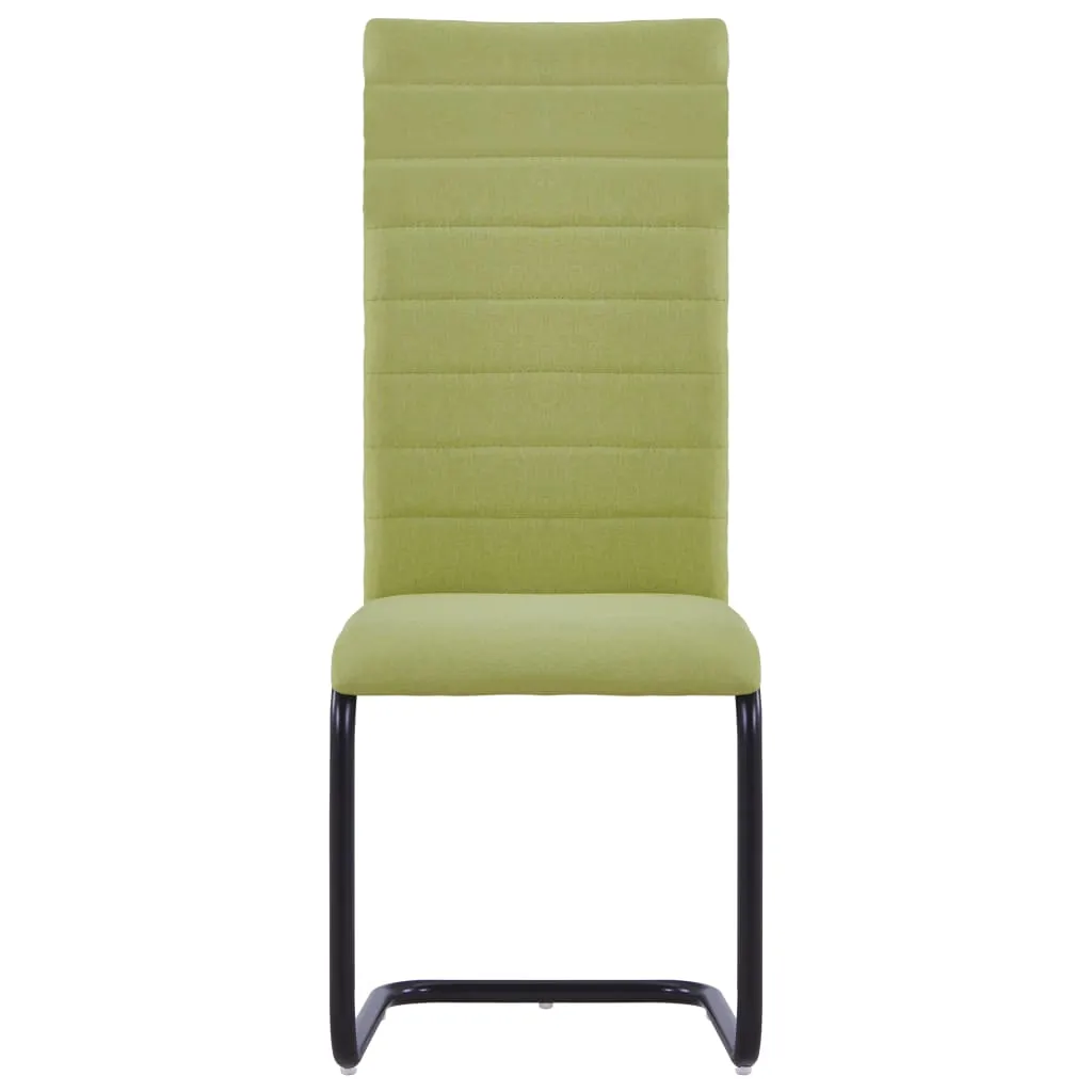 Cantilever Dining Chairs 2 pcs Green Fabric