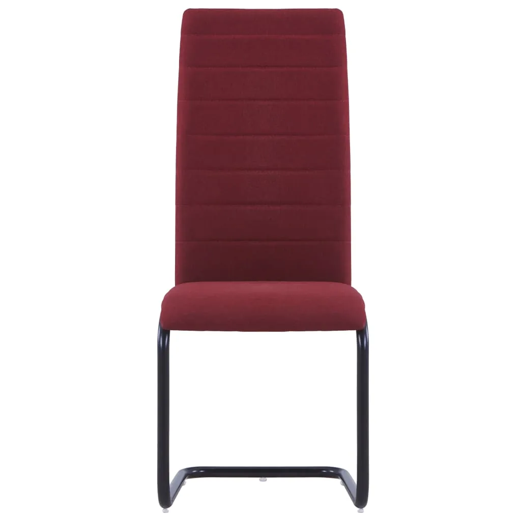 Cantilever Dining Chairs 4 pcs Wine Fabric